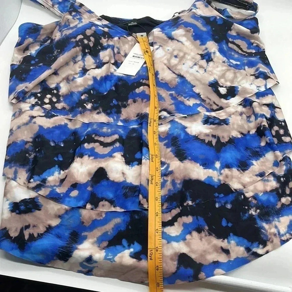 NWT Evans Blue Wave Print Tiered Tankini Swim Top Women’s Size 22 Bathing Bra - Picture 12 of 17